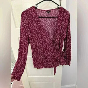 maroon and blue talbots petite‎ blouse